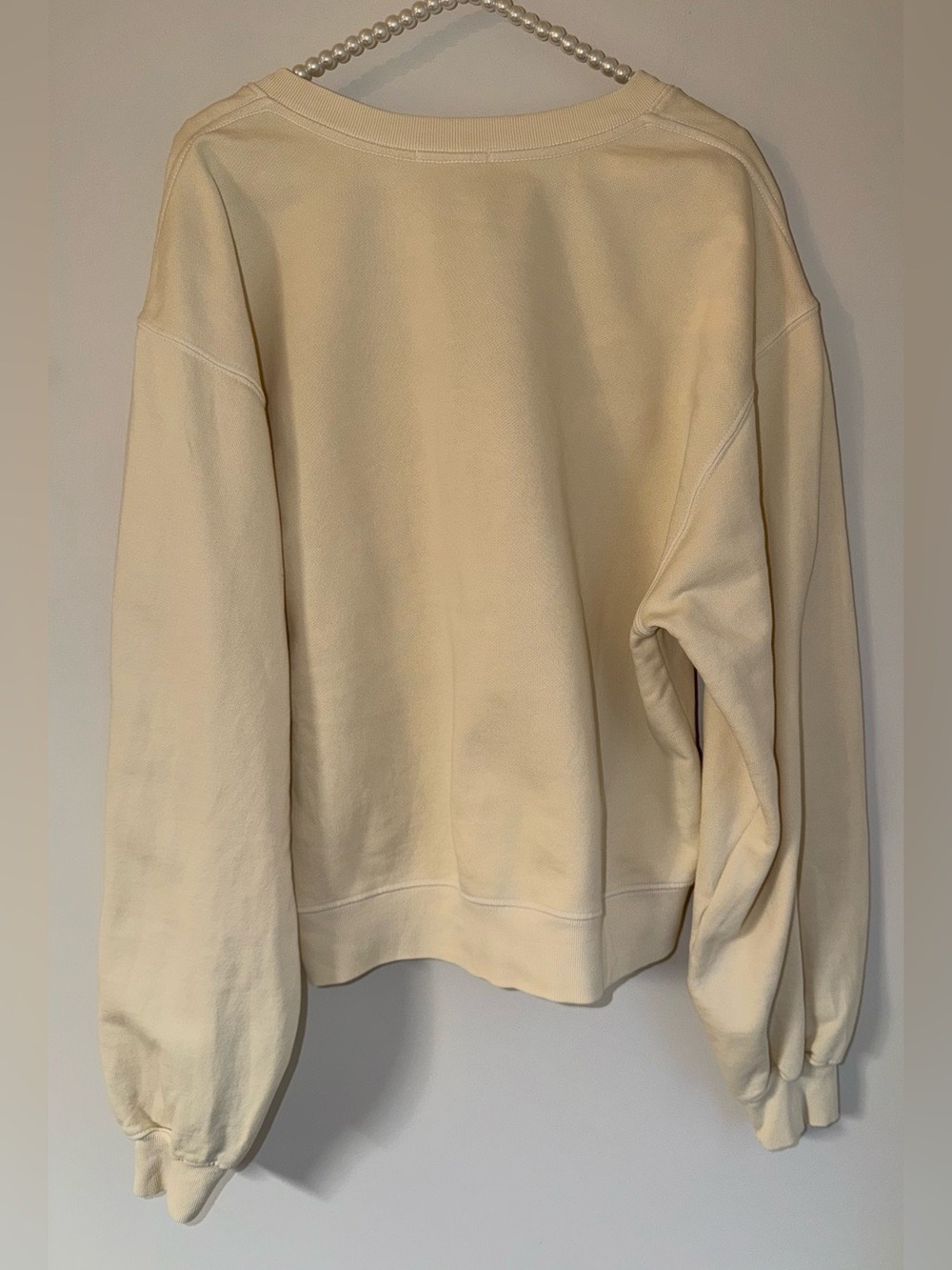 AGOLDE Low V-Neck Sweatshirt Medium Cream Ivory Heavyweight Pullover A7057 - Picture 5 of 14